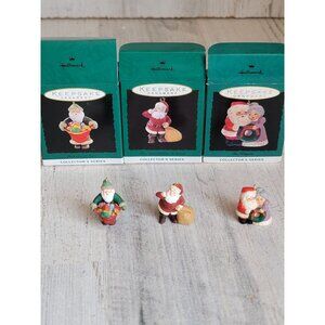 Hallmark miniature Santa‎ Claus gift bag Ms Claus ornament Xmas set